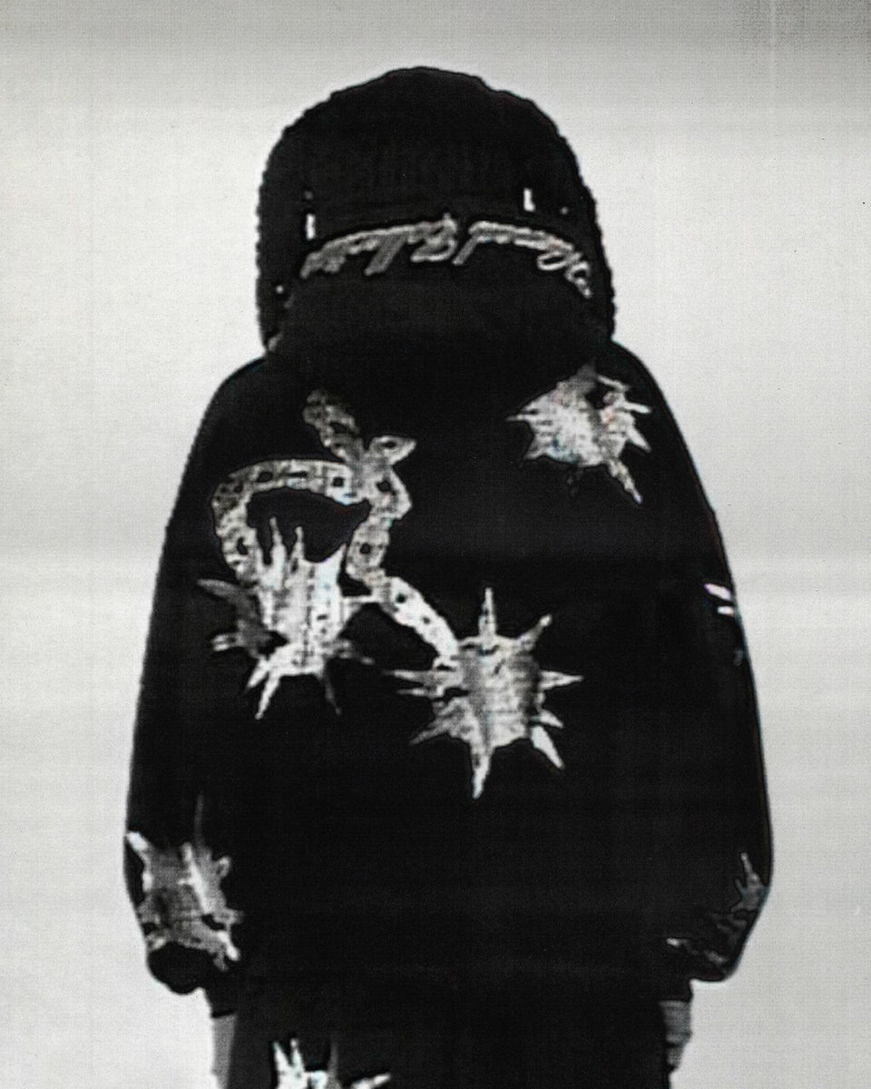 CLASH RHINESTONE ZIP HOODIE ONYX