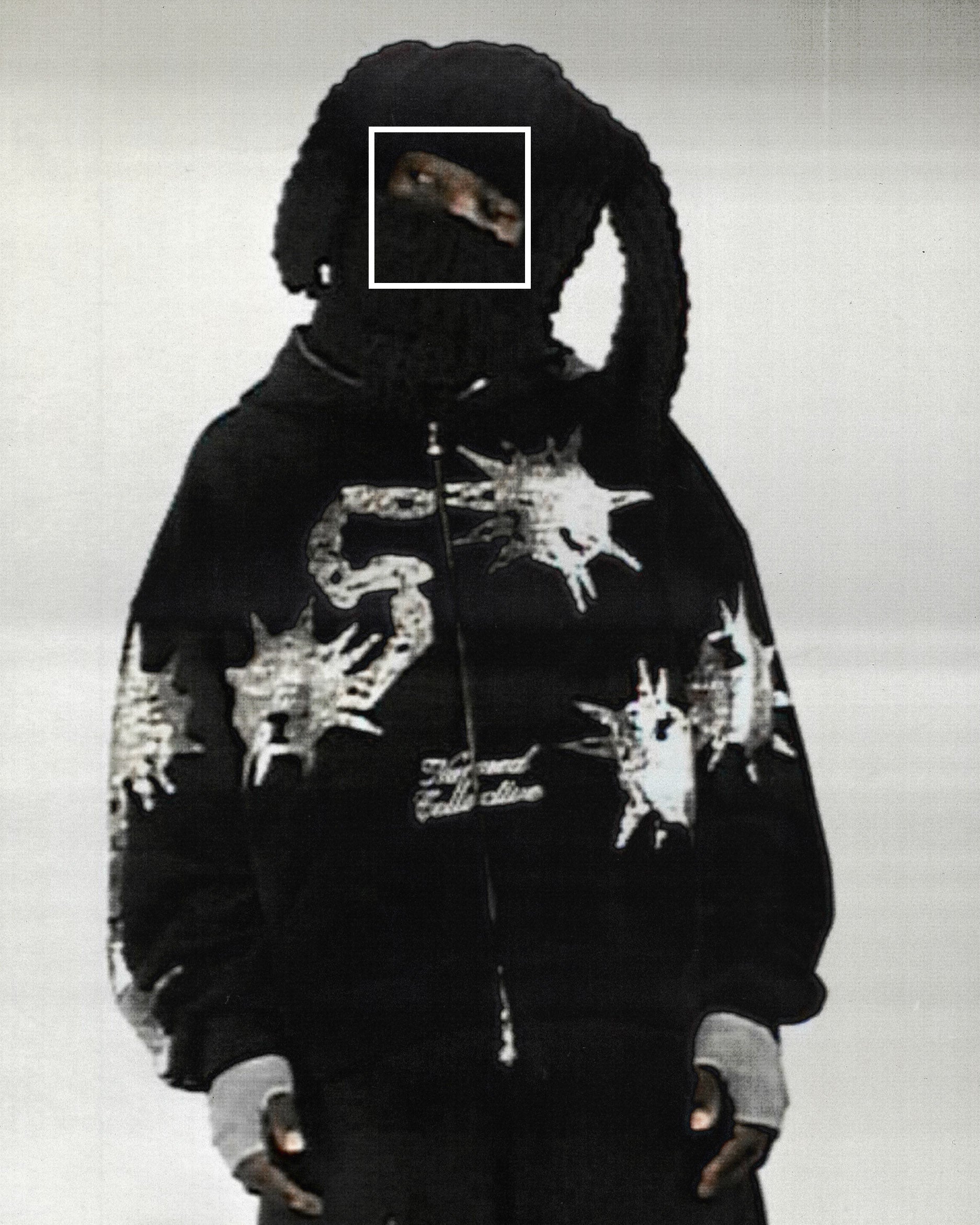 CLASH RHINESTONE ZIP HOODIE ONYX