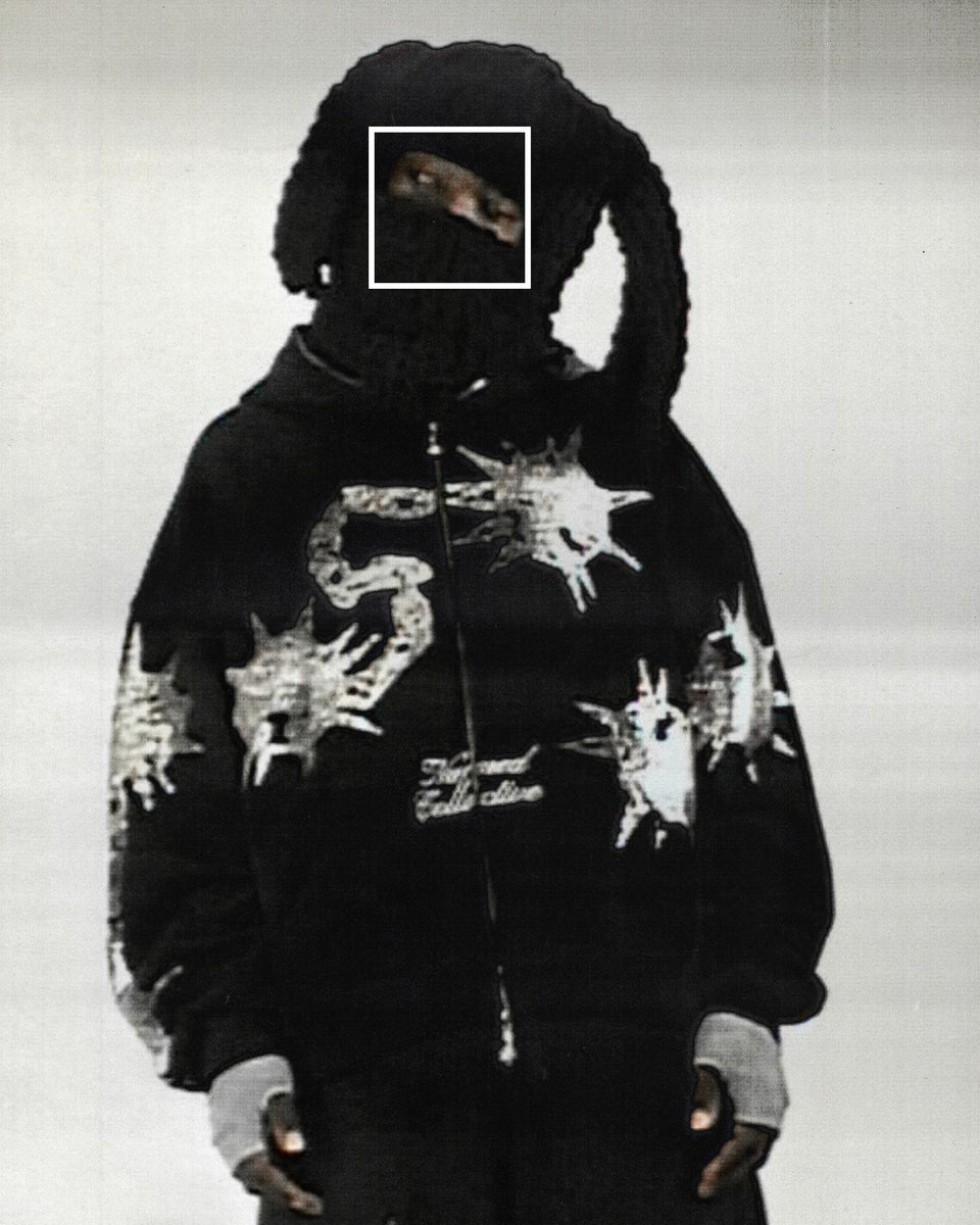 CLASH RHINESTONE ZIP HOODIE ONYX