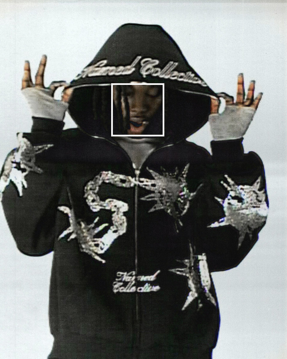 CLASH RHINESTONE ZIP HOODIE ONYX