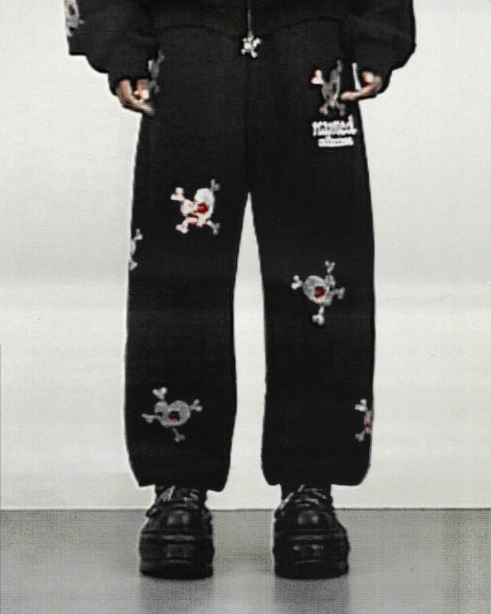 FATAL RHINESTONE SWEATPANTS BLACK