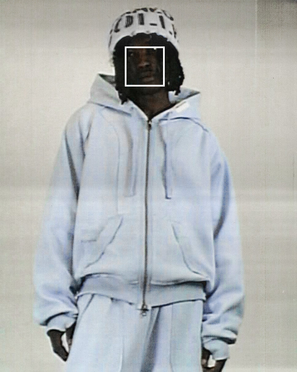 DECONSTRUCTED ZIP HOODIE ICED BLUE