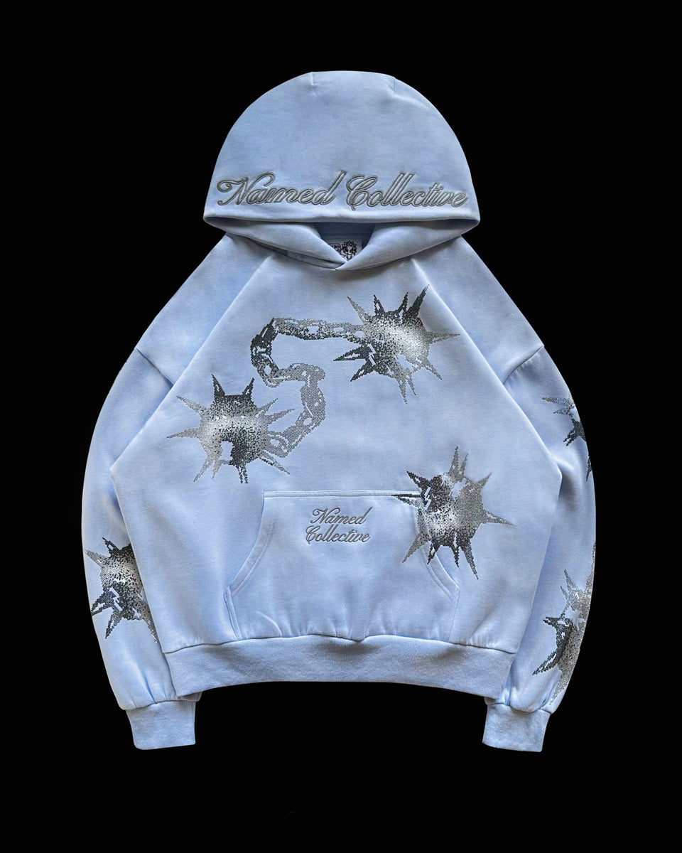 CLASH RHINESTONE HOODIE ICED BLUE