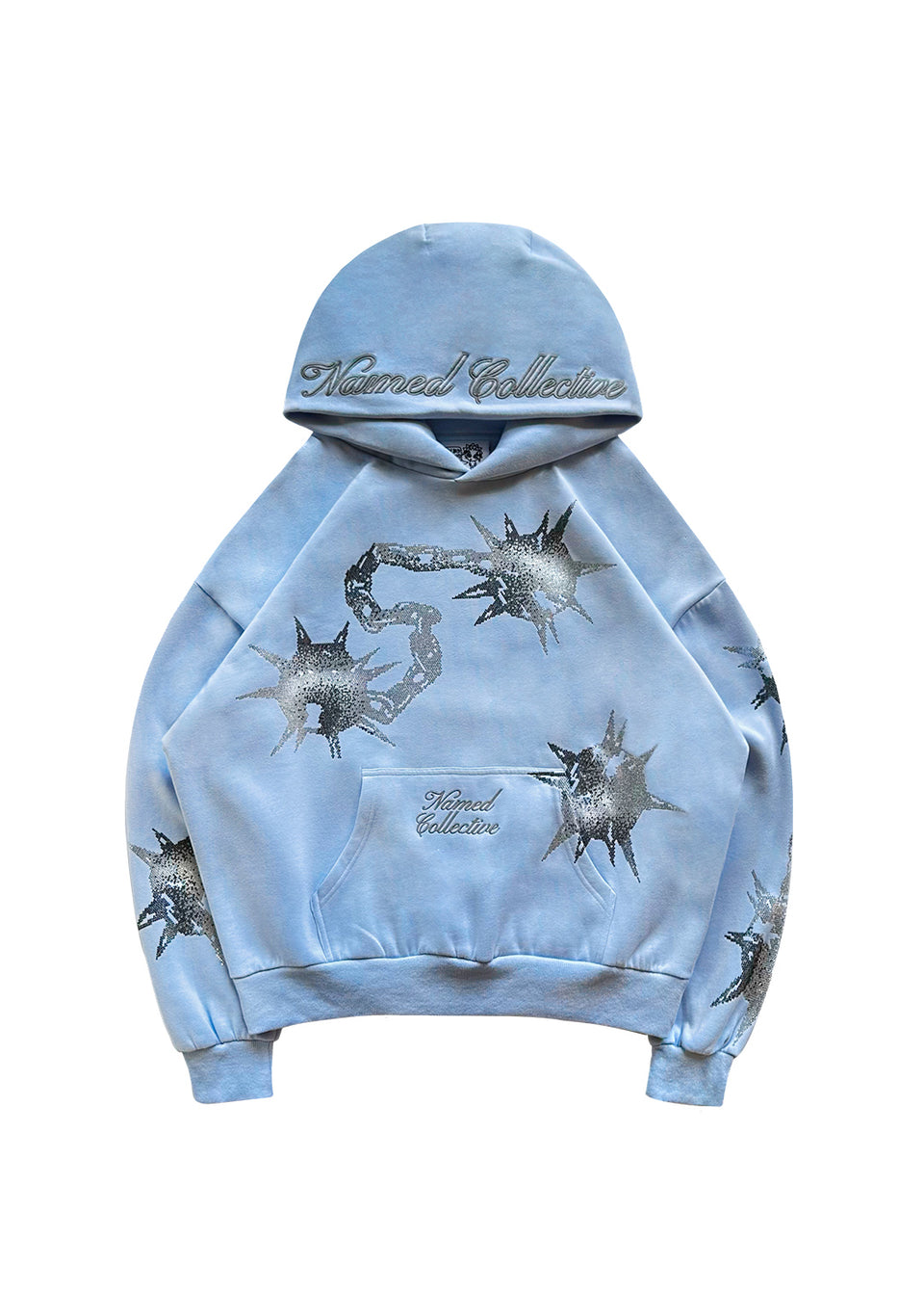 CLASH RHINESTONE HOODIE ICED BLUE