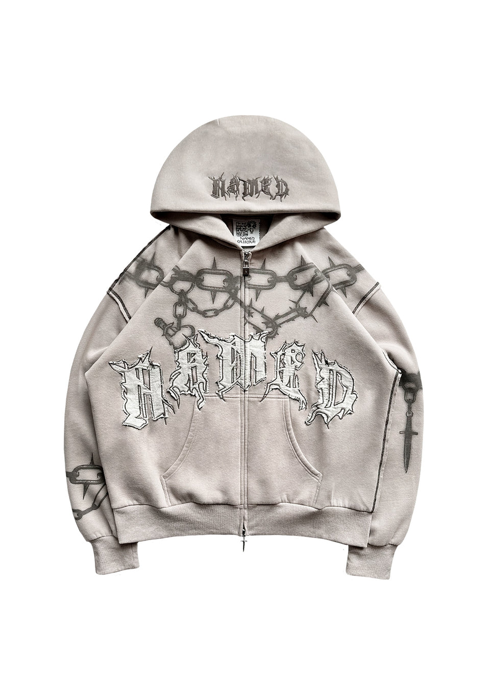CHAINS ZIP HOODIE BONE