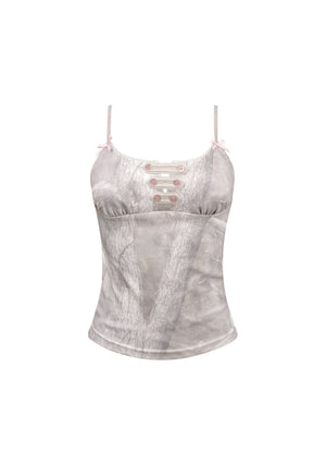 COMMAND FITTED CAMI TOP WASHED TREE CAMO