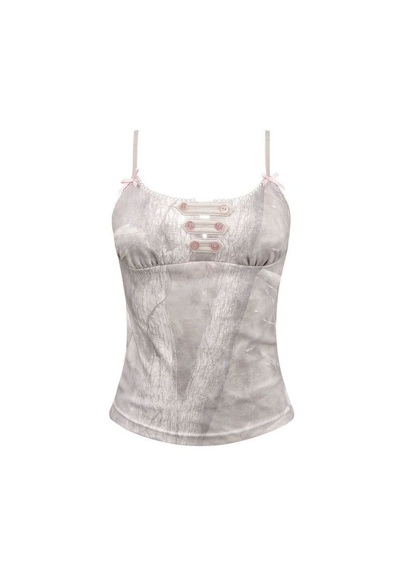COMMAND FITTED CAMI TOP WASHED TREE CAMO