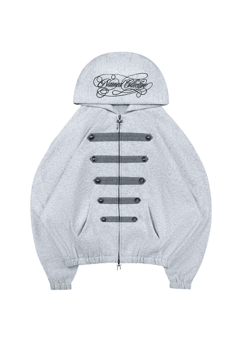 COMMAND MILITARY CROP ZIP HOODIE GREY MARL