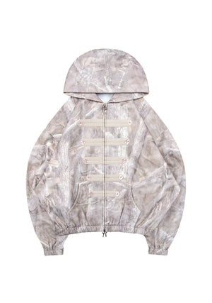 COMMAND MILITARY CROP ZIP HOODIE WASHED TREE CAMO