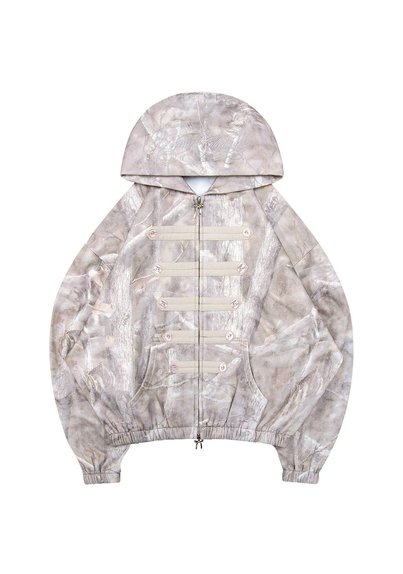 COMMAND MILITARY CROP ZIP HOODIE WASHED TREE CAMO