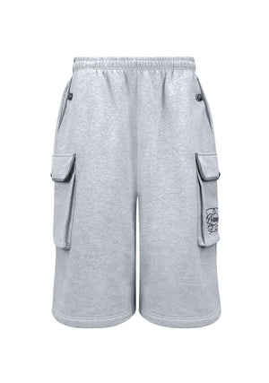 COMMAND OVERSIZED CARGO SWEATSHORTS GREY MARL