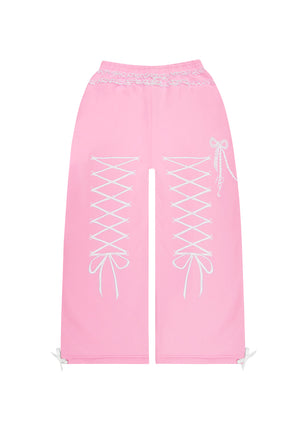 CONFESSIONS EMBROIDERED OVERSIZED SWEATPANTS BABY PINK