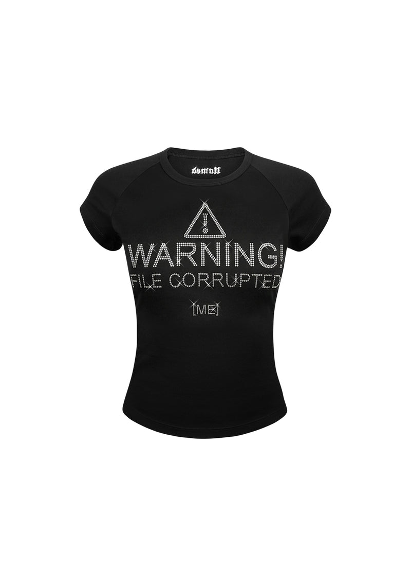 CORRUPTED RHINESTONE BABY TEE BLACK