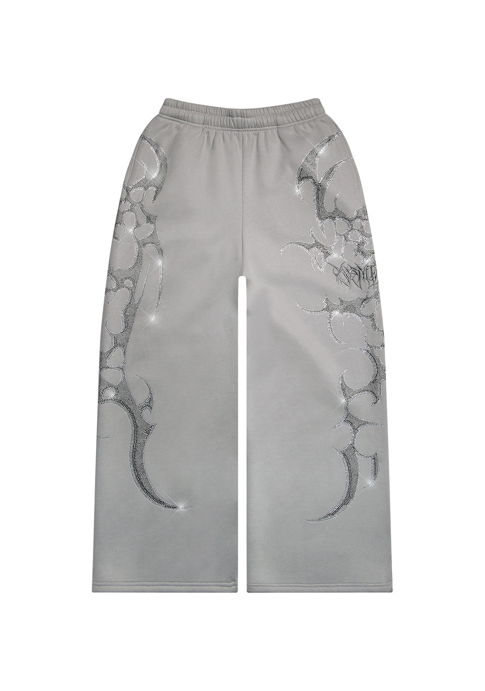 CRASH RHINESTONE OVERSIZED SWEATPANTS SMOKE GREY