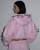 PRINC355 RIBBON CROP ZIP HOODIE BABY PINK