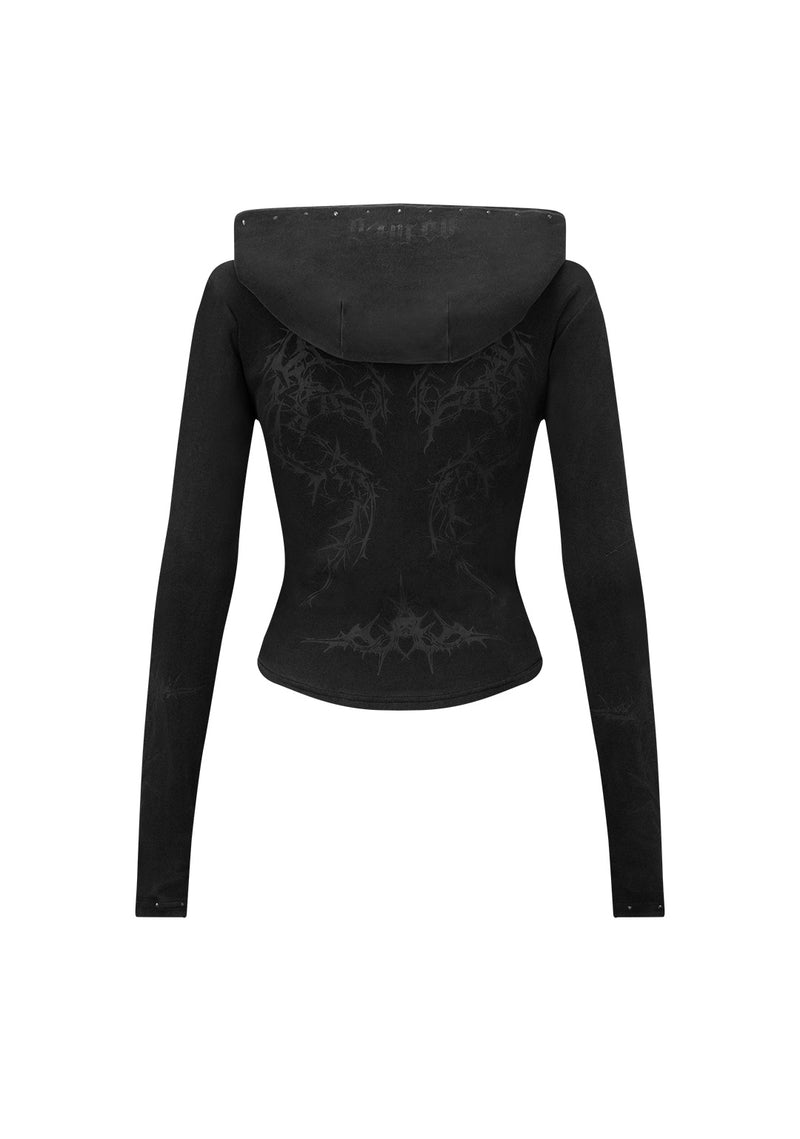 CURSE SCULPT STRETCH ZIP HOODIE WASHED CHARCOAL