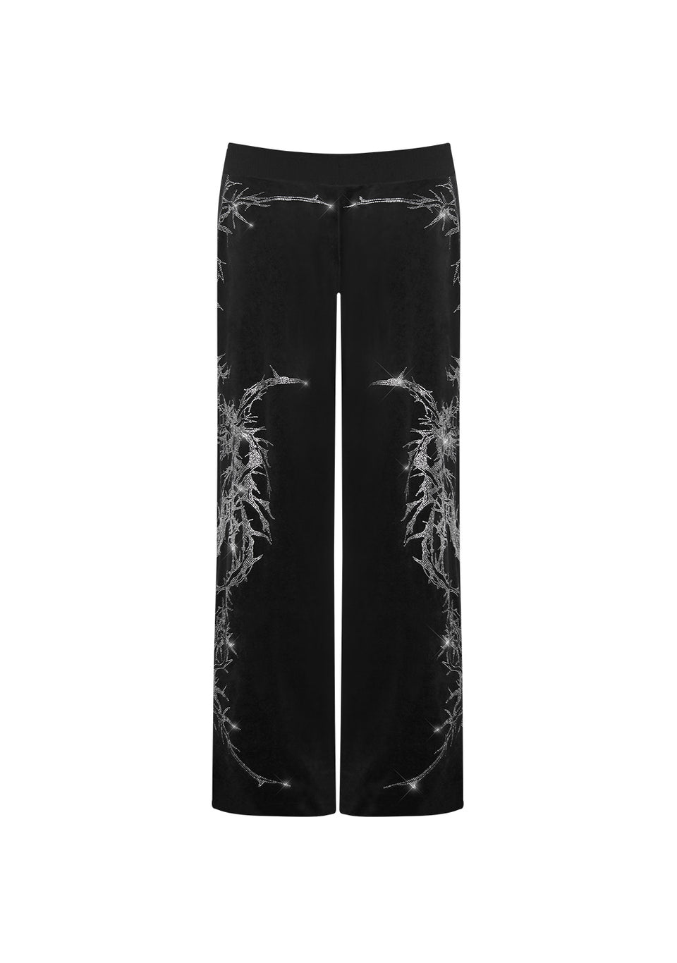 CURSE RHINESTONE VELOUR SWEATPANTS BLACK