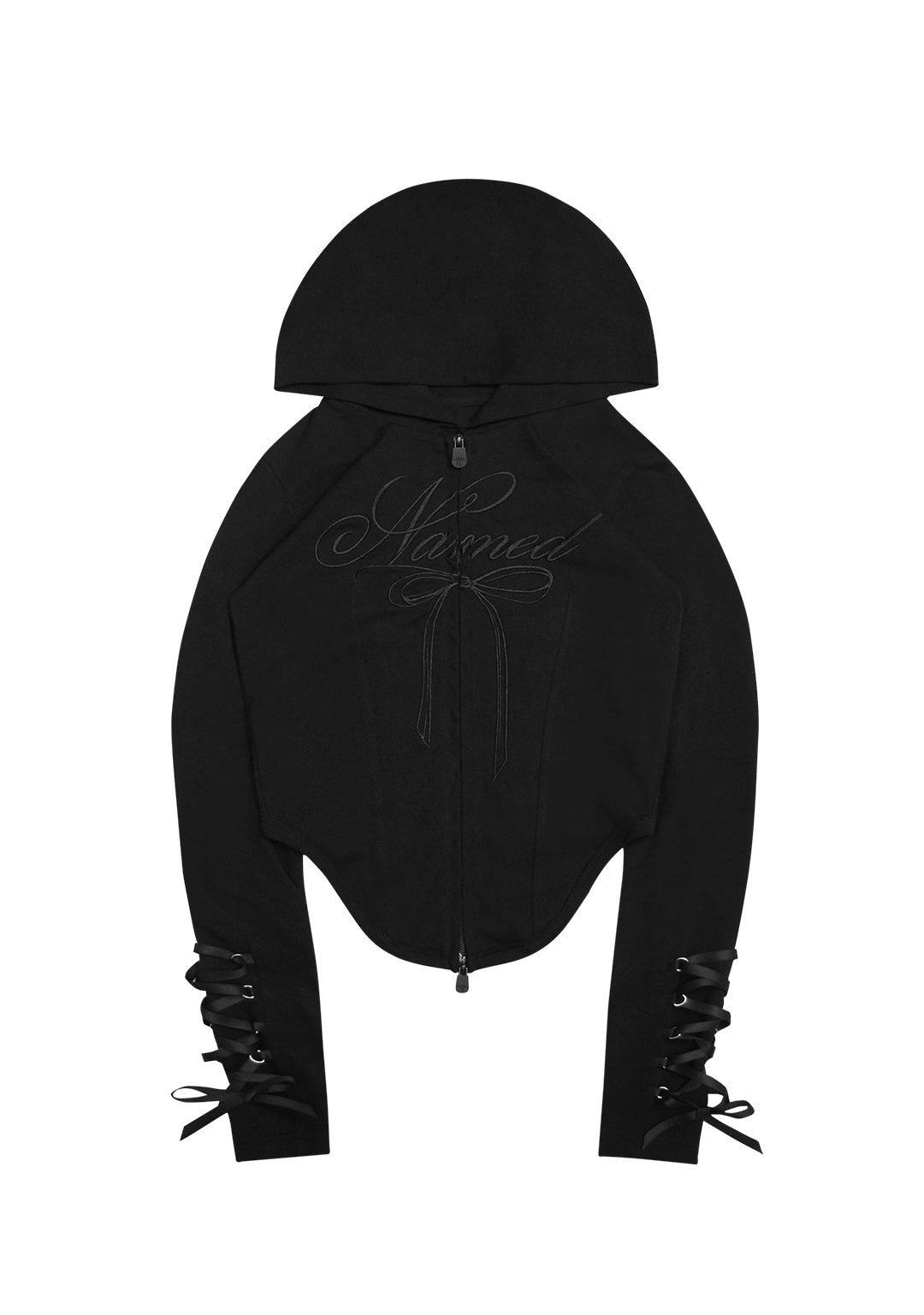 CONFESSIONS RIBBON SCULPT STRETCH ZIP HOODIE BLACK