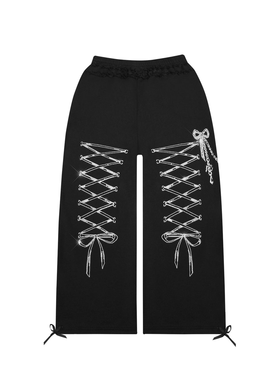 CONFESSIONS RHINESTONE OVERSIZED SWEATPANTS BLACK