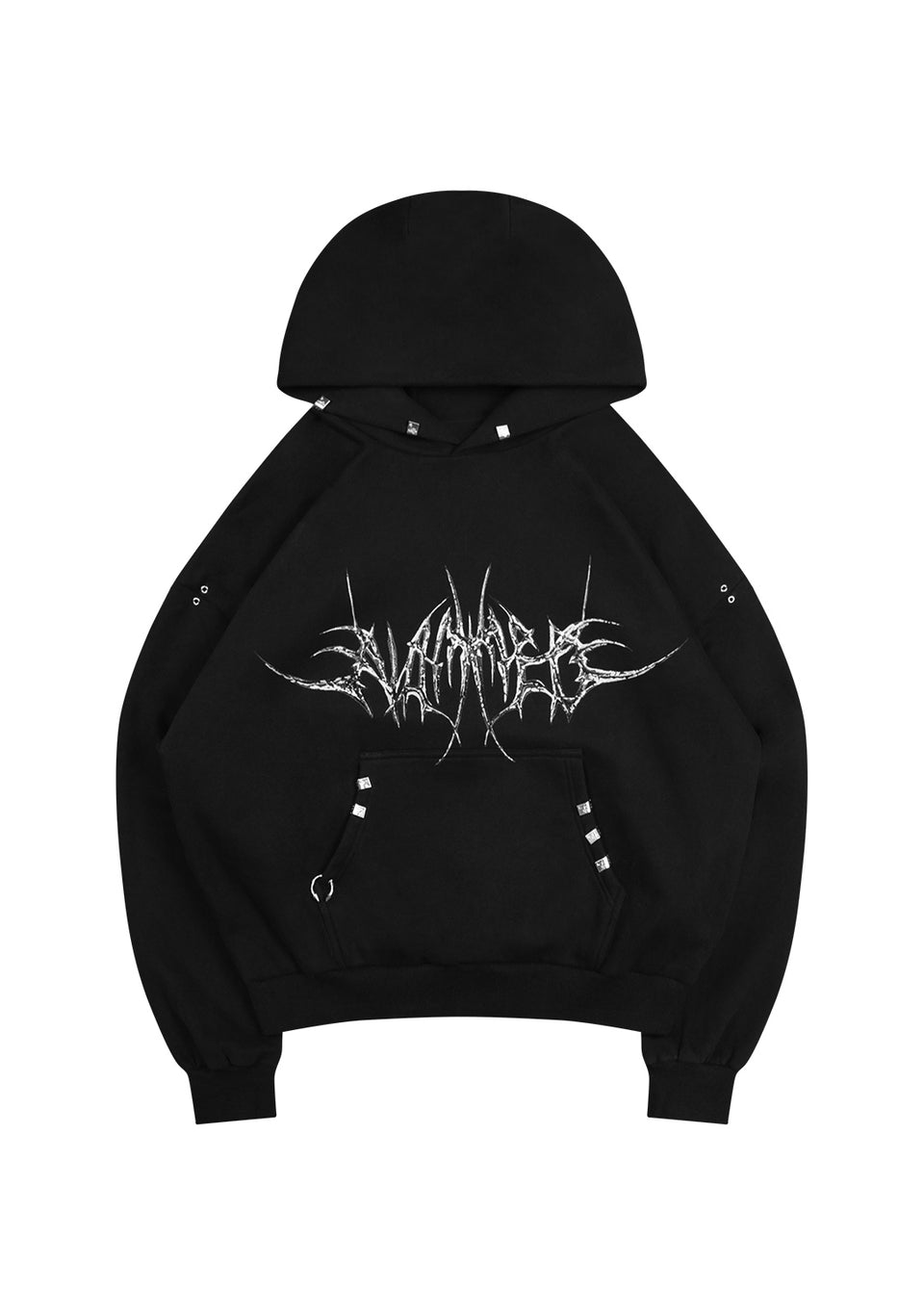 DESTROY CHROME PIERCED HOODIE BLACK