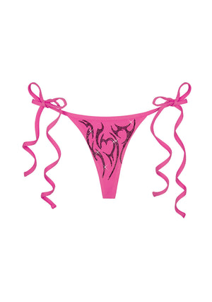 EDGE RHINESTONE THONG BIKINI BOTTOMS HOT PINK