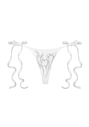 EDGE STUDDED THONG BIKINI BOTTOMS WHITE
