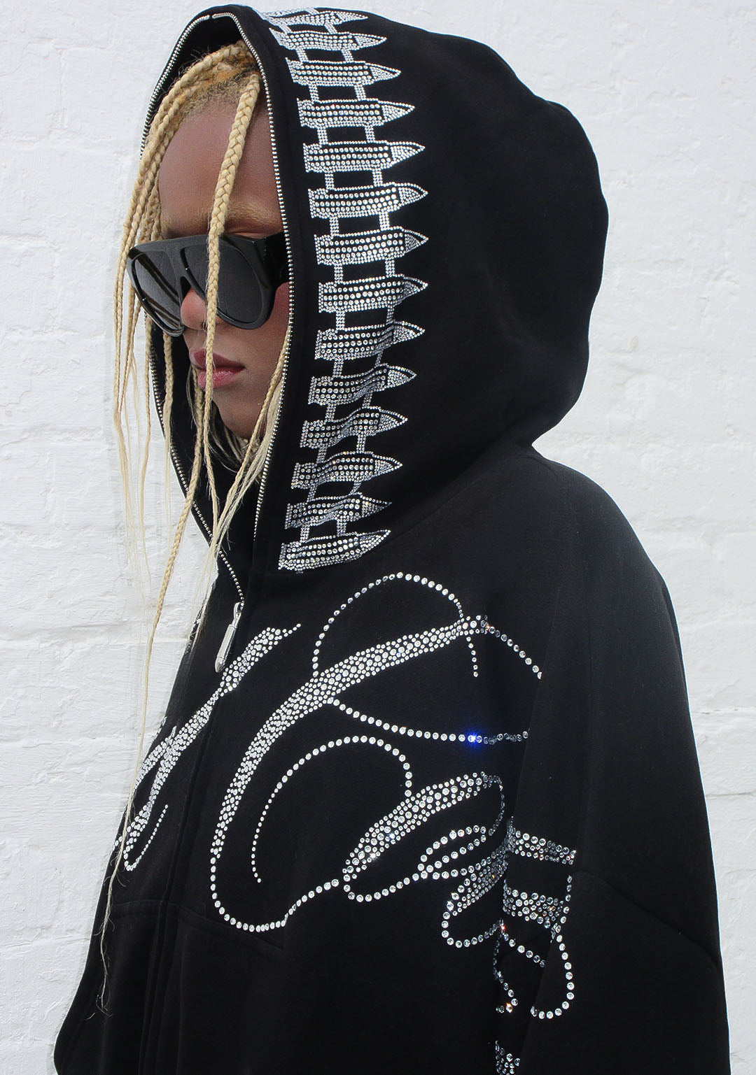 Enemy Rhinestone Crop Zip Hoodie Black – NAMED COLLECTIVE®