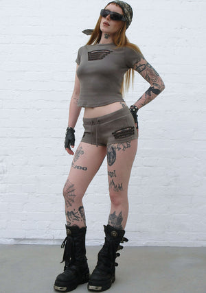 ENIGMA MILITARY MICRO RACER SHORTS WASHED ARMY GREEN