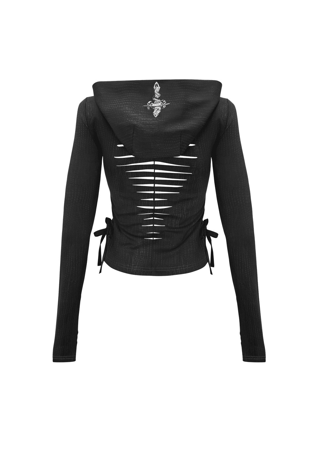 ENVY SNAKESKIN SLASHED SCULPT STRETCH ZIP HOODIE CHARCOAL