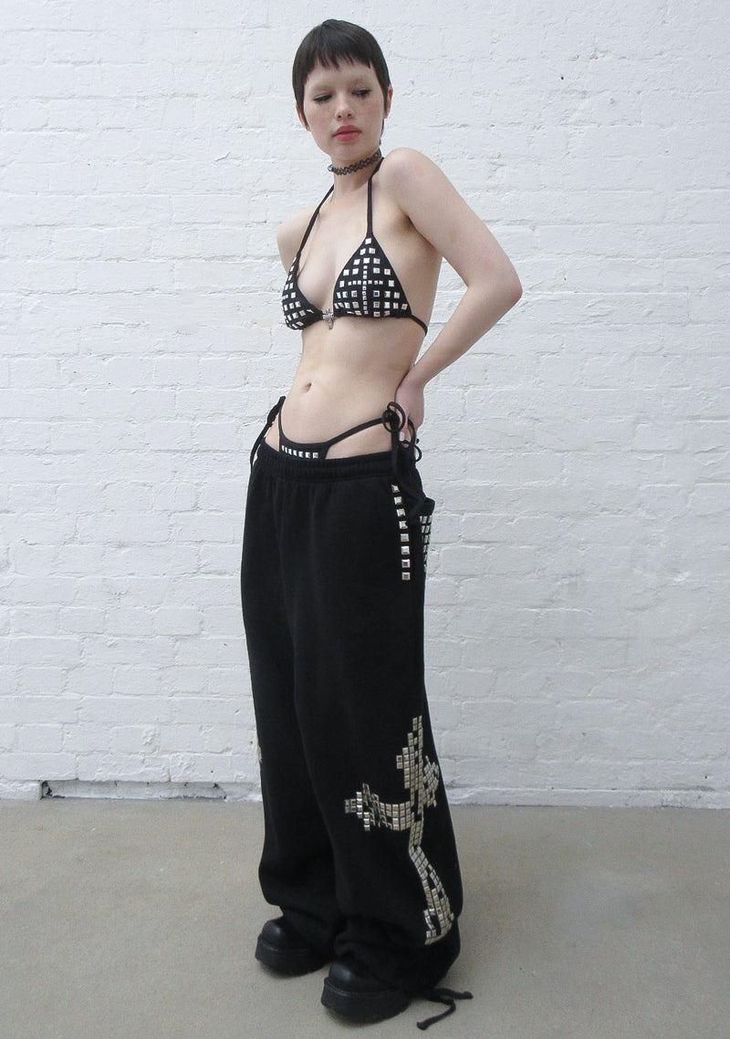 FAITHFUL STUDDED CHEEKY BIKINI BOTTOMS BLACK