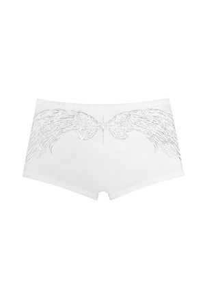 FALLEN RHINESTONE MICRO HOTPANT SHORTS WHITE