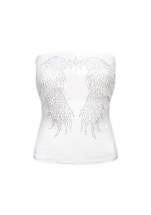 FALLEN RHINESTONE TUBE TOP WHITE