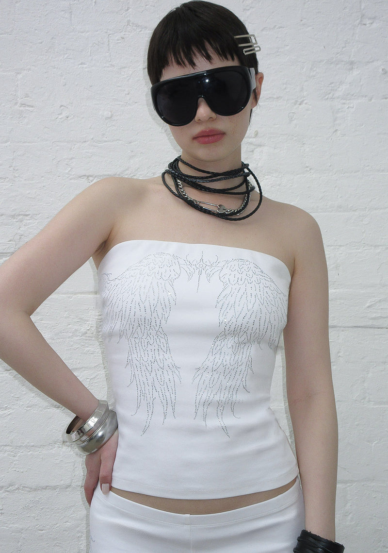 FALLEN RHINESTONE TUBE TOP WHITE