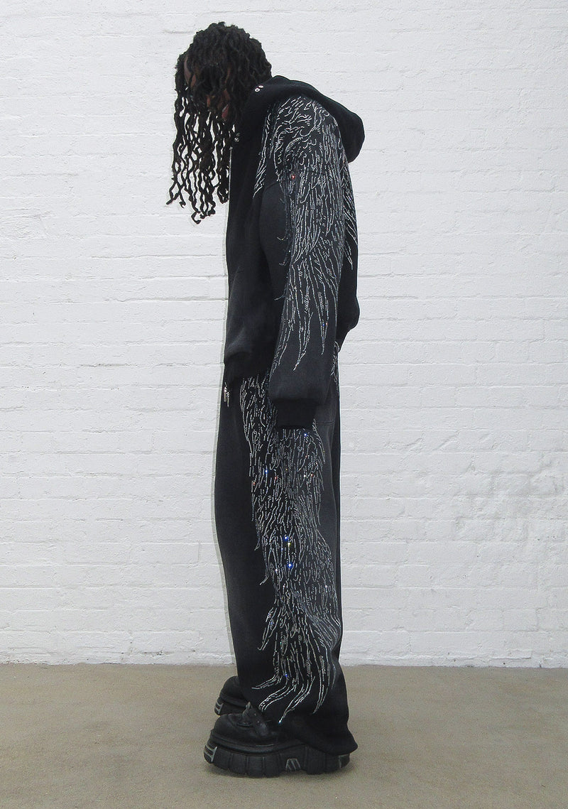 FALLEN RHINESTONE OVERSIZED SWEATPANTS WASHED BLACK