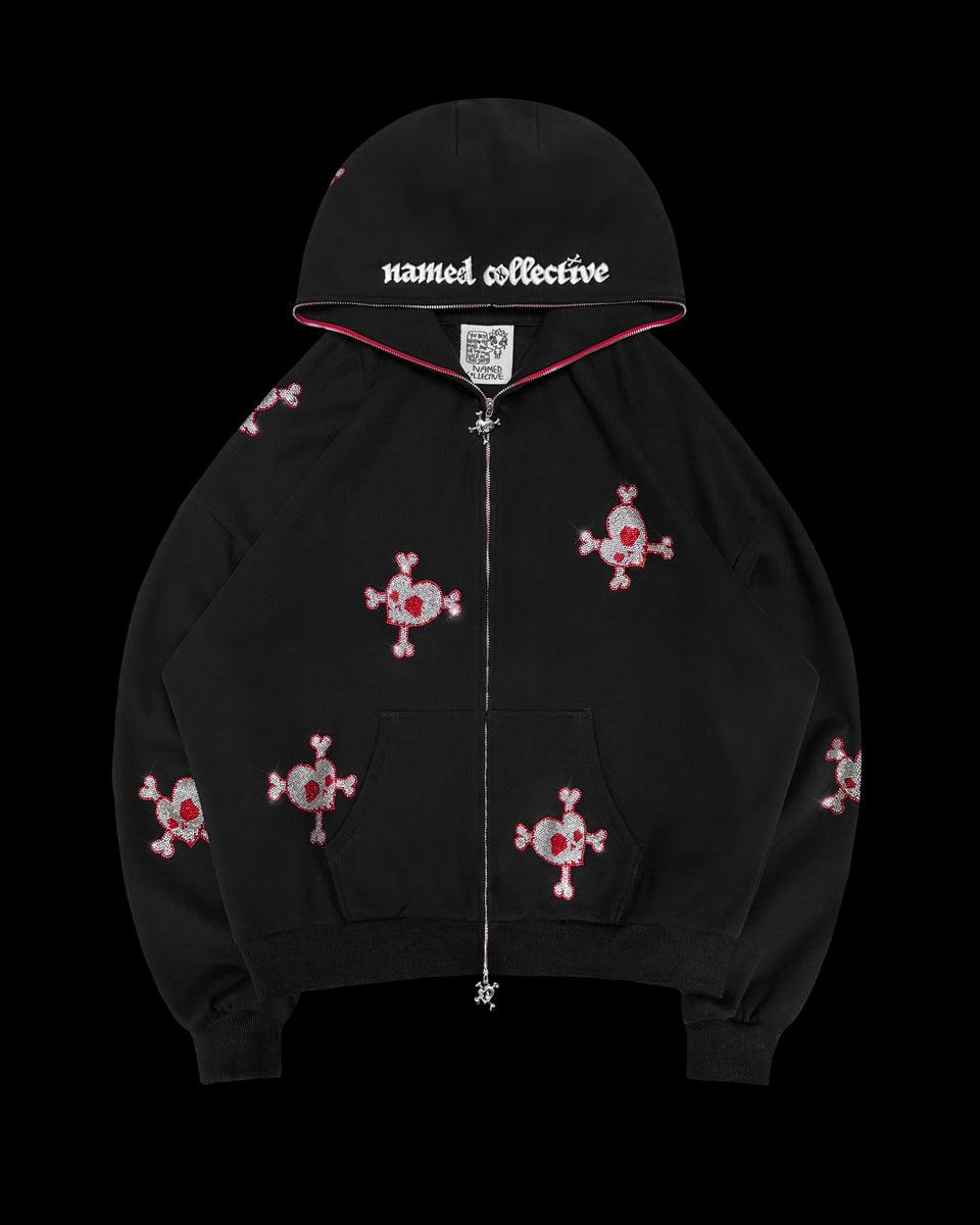 FATAL RHINESTONE ZIP HOODIE BLACK