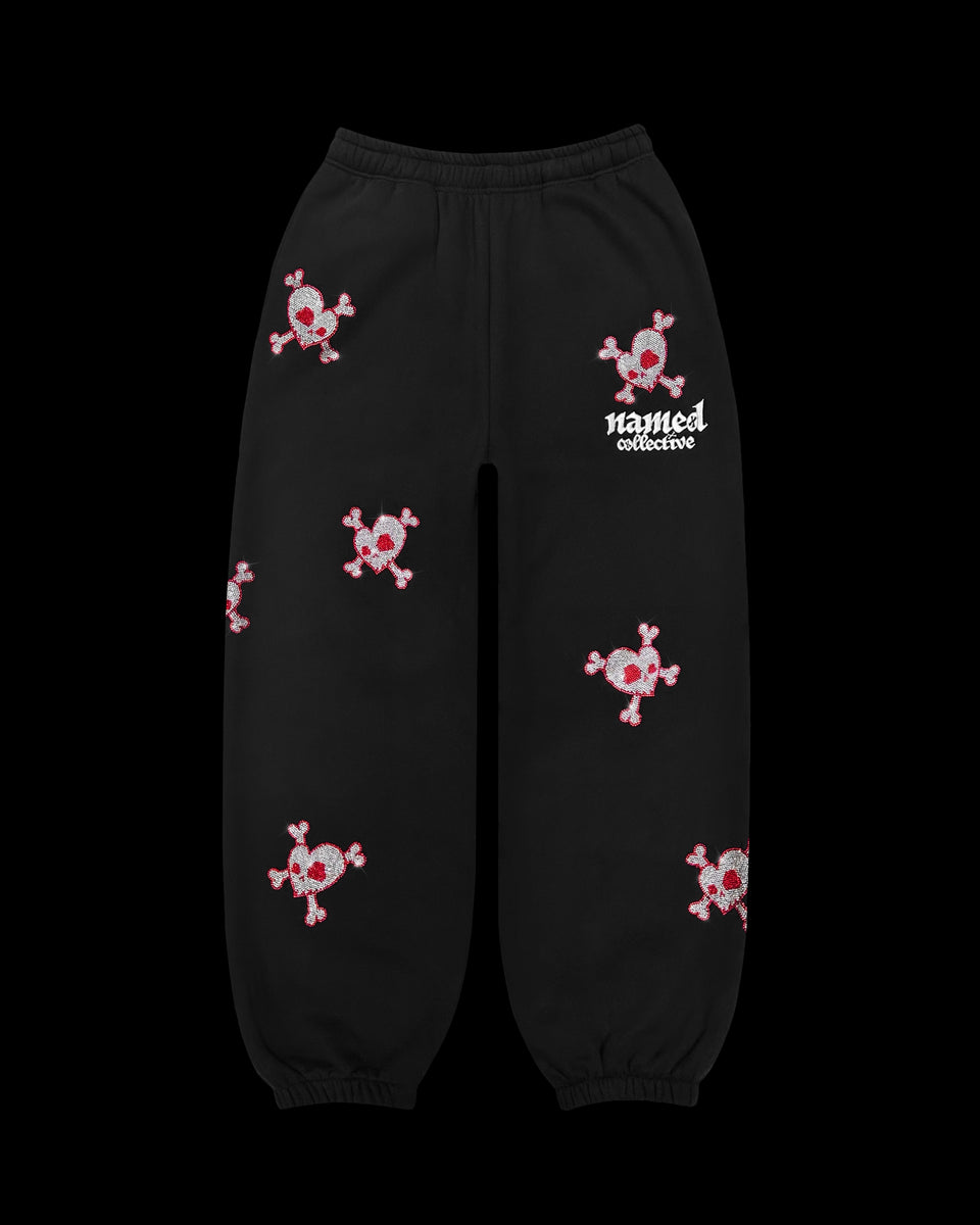 FATAL RHINESTONE SWEATPANTS BLACK