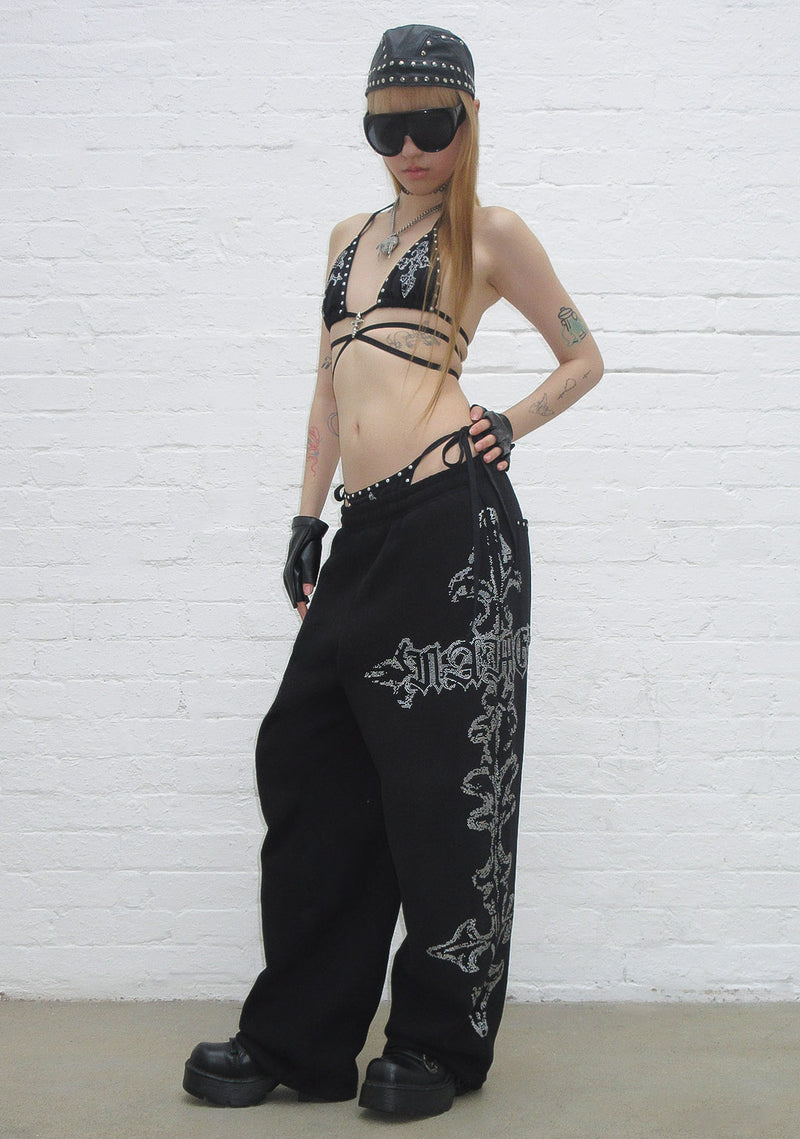 FERAL STUDDED OVERSIZED SWEATPANTS BLACK