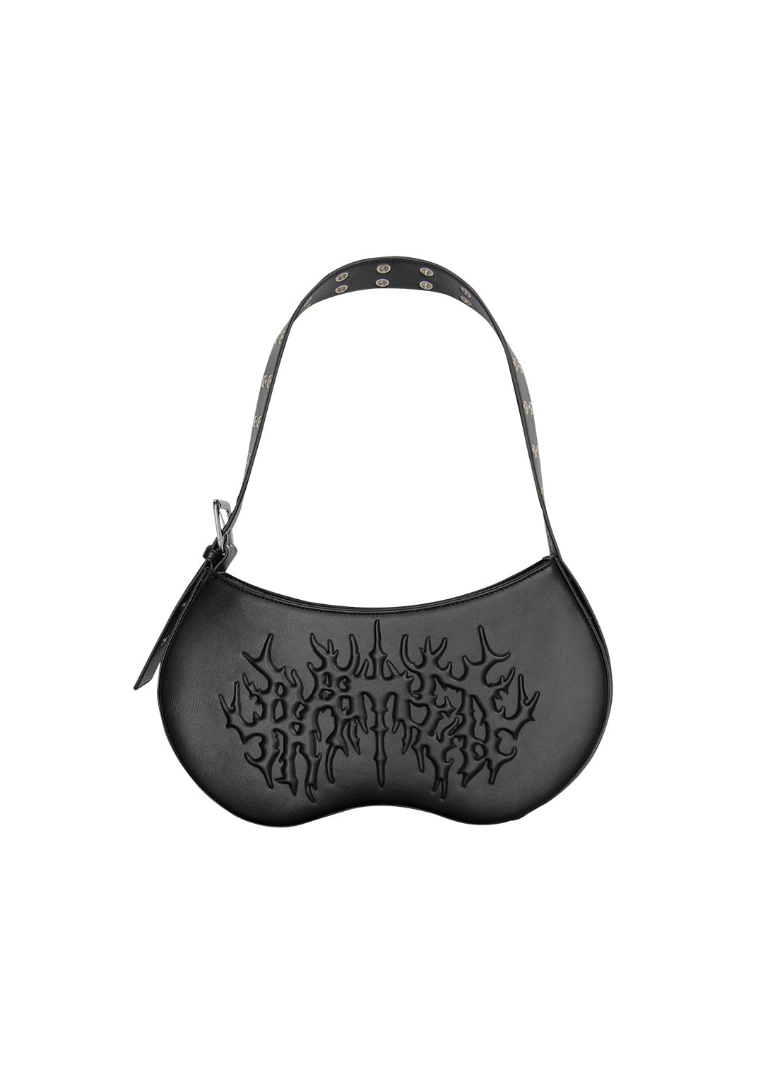 GHOST EMBOSSED SHOULDER BAG BLACK