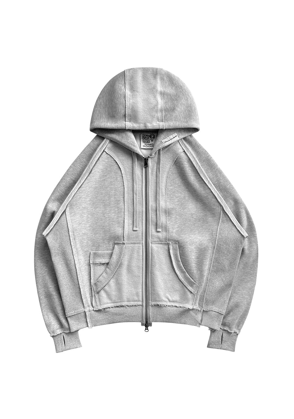 DECONSTRUCTED ZIP HOODIE GREY MARL