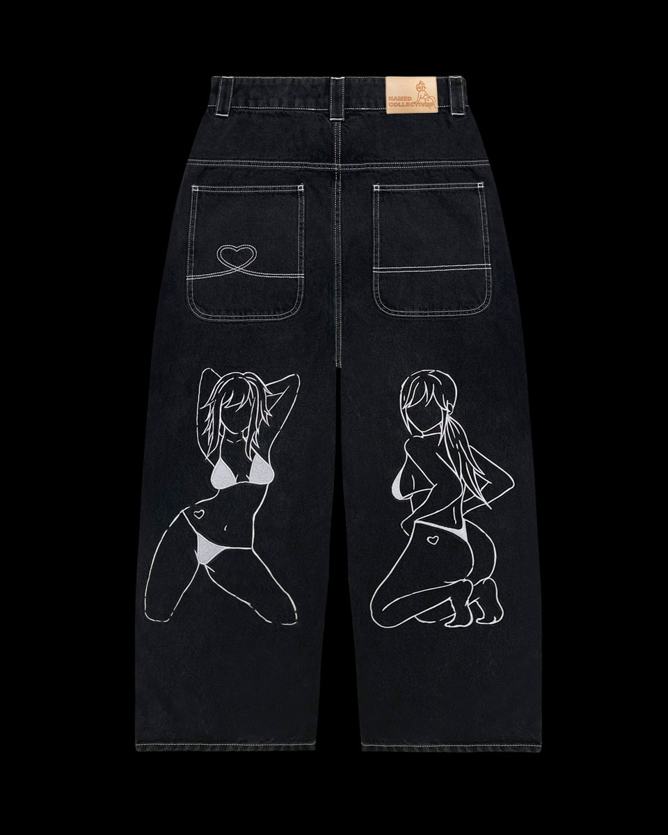 INTERNET GIRLFRIEND SUPER BAGGY JEANS WASHED BLACK