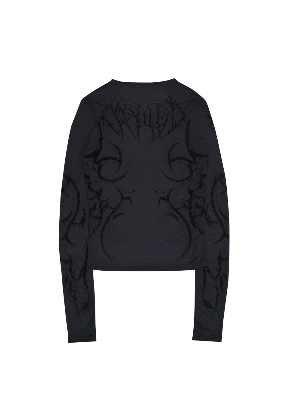 CRASH SHEER MESH LONG SLEEVE TOP BLACK