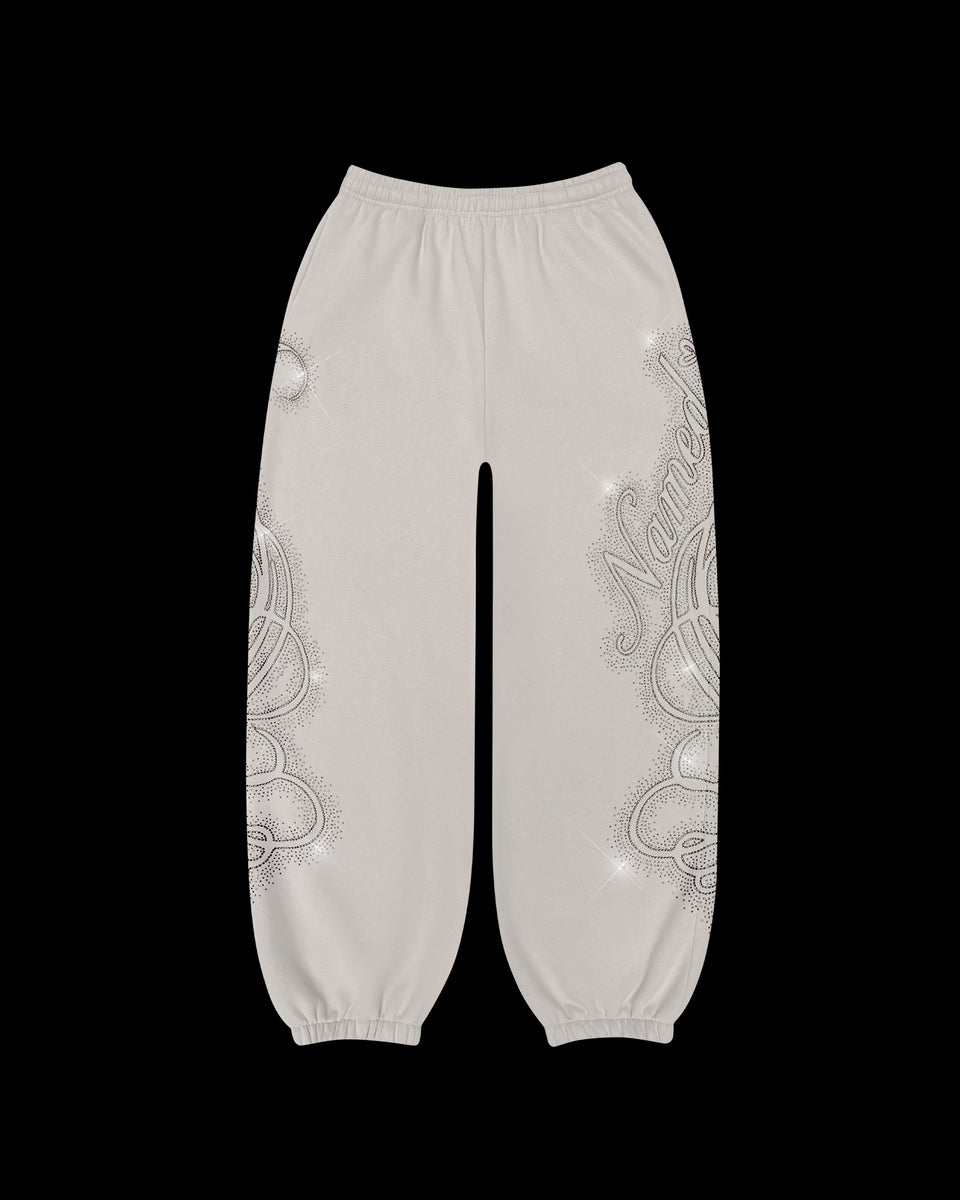 LUST RHINESTONE SWEATPANTS BONE