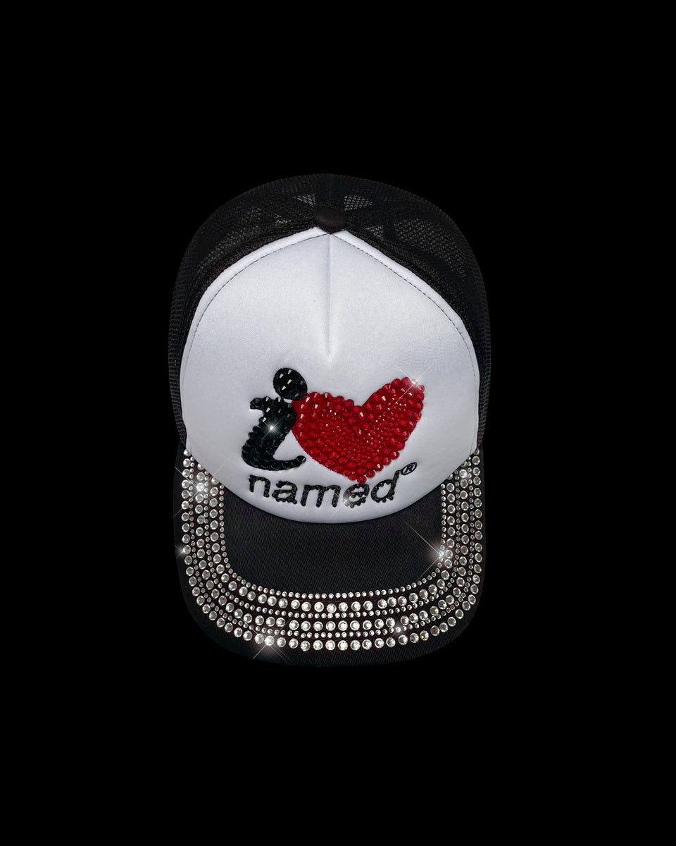 I <3 NAMED RHINESTONE TRUCKER BLACK