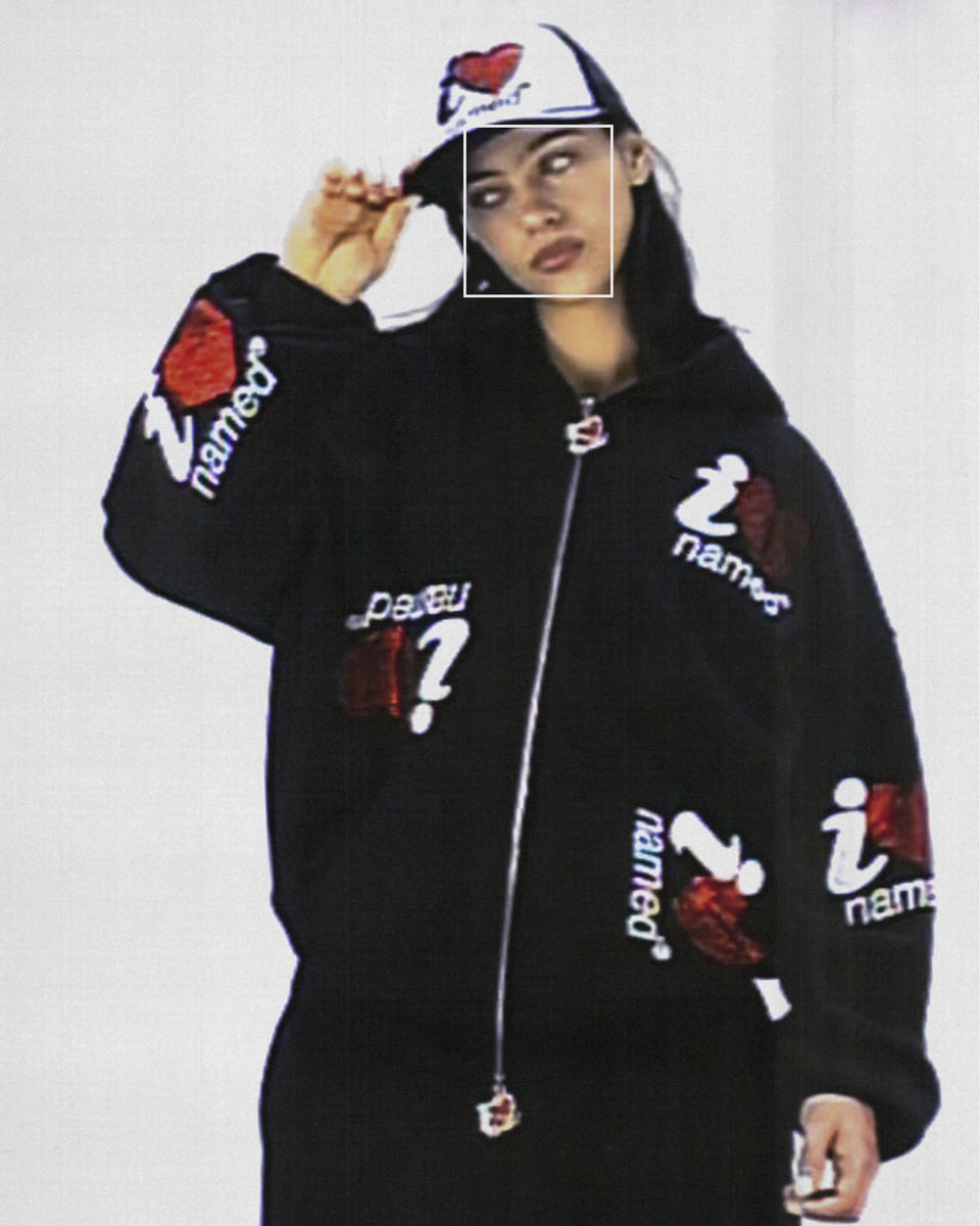 I <3 NAMED RHINESTONE ZIP HOODIE BLACK