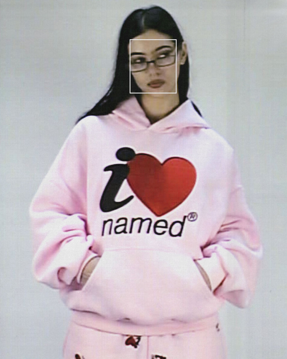 I <3 NAMED EMBROIDERED HOODIE BABY PINK