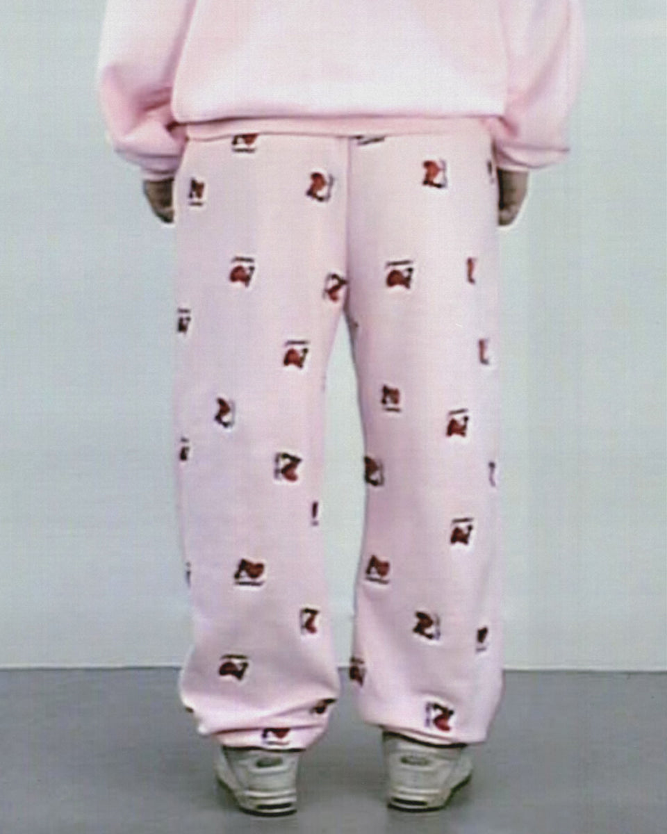 I <3 NAMED EMBROIDERED SWEATPANTS BABY PINK