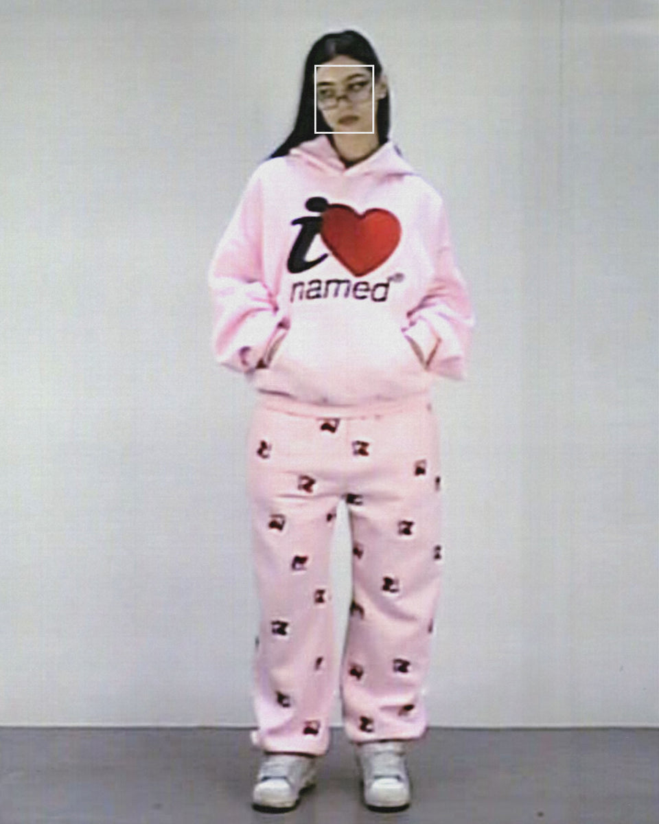 I <3 NAMED EMBROIDERED SWEATPANTS BABY PINK