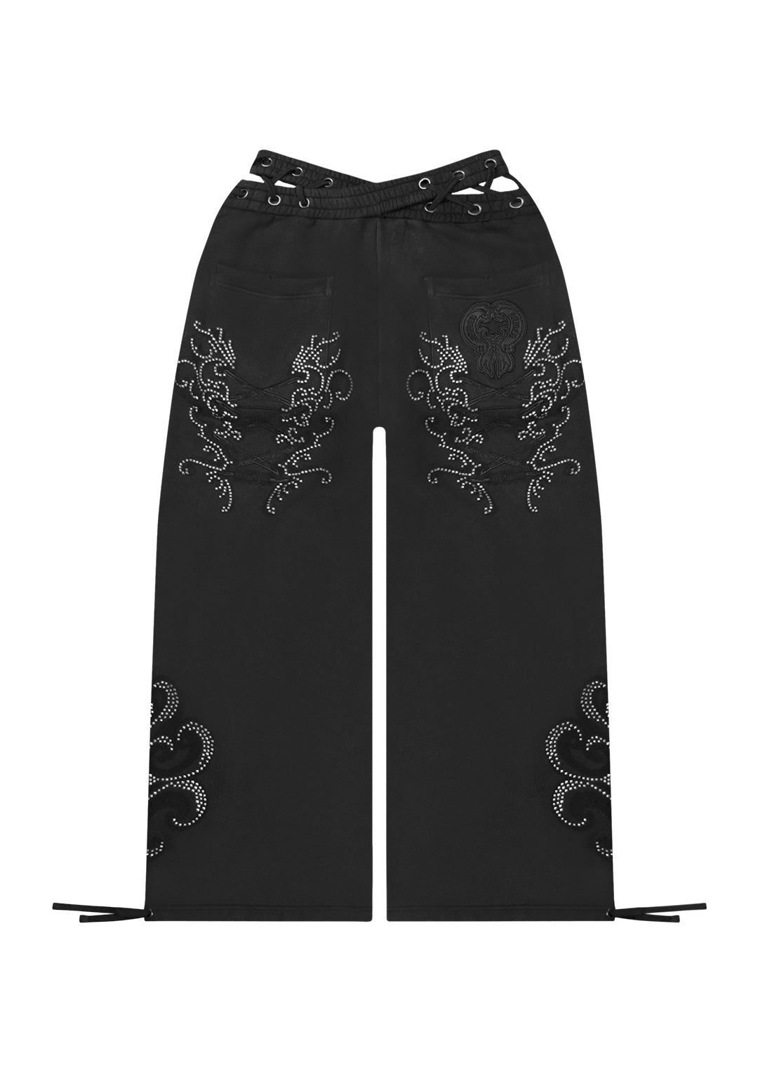 VENDETTA LACE UP OVERSIZED SWEATPANTS BLACK VINTAGE WASH