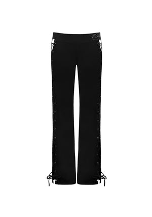 VENDETTA LACE UP SCULPT STRETCH PANTS BLACK
