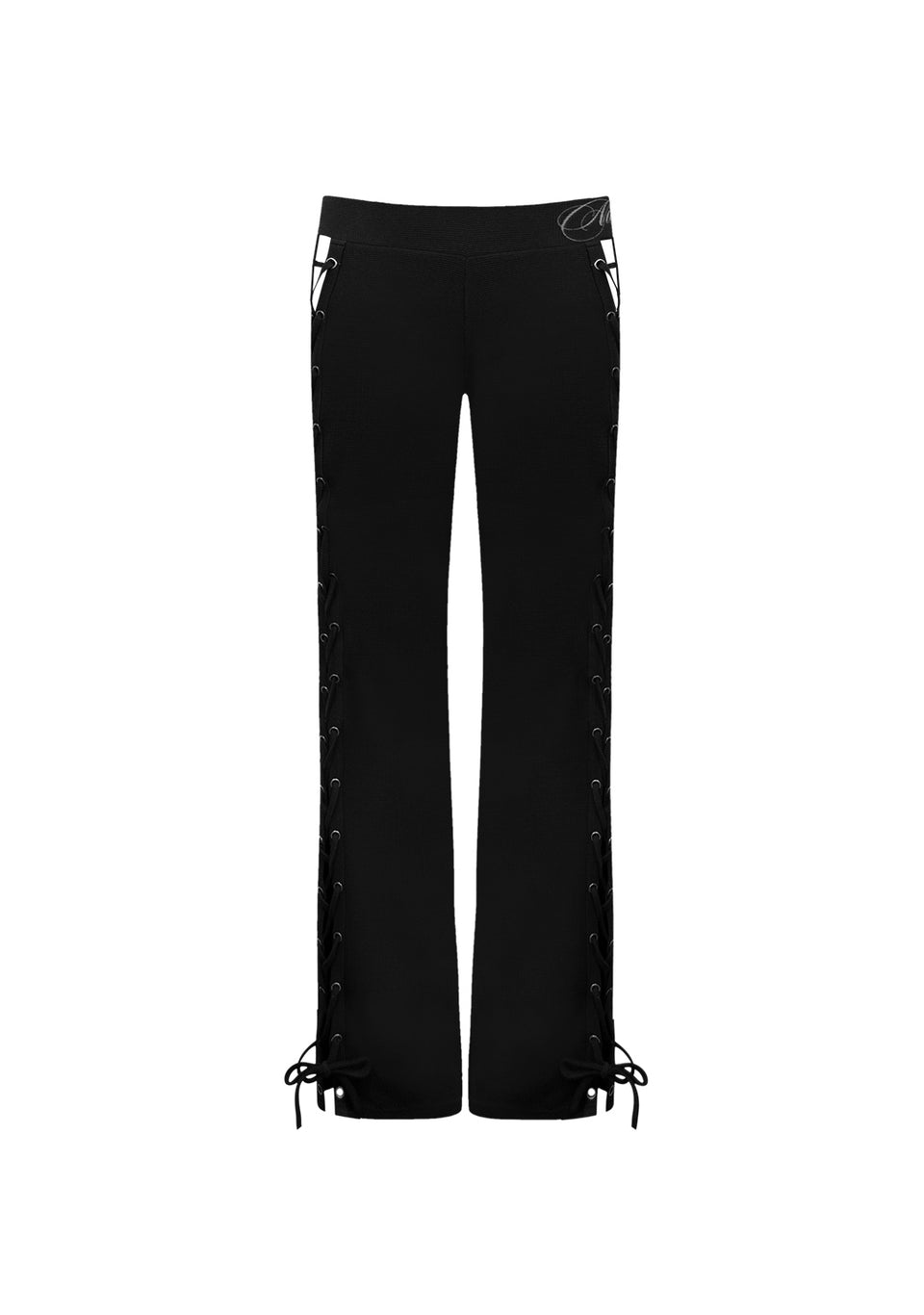 VENDETTA LACE UP SCULPT STRETCH PANTS BLACK